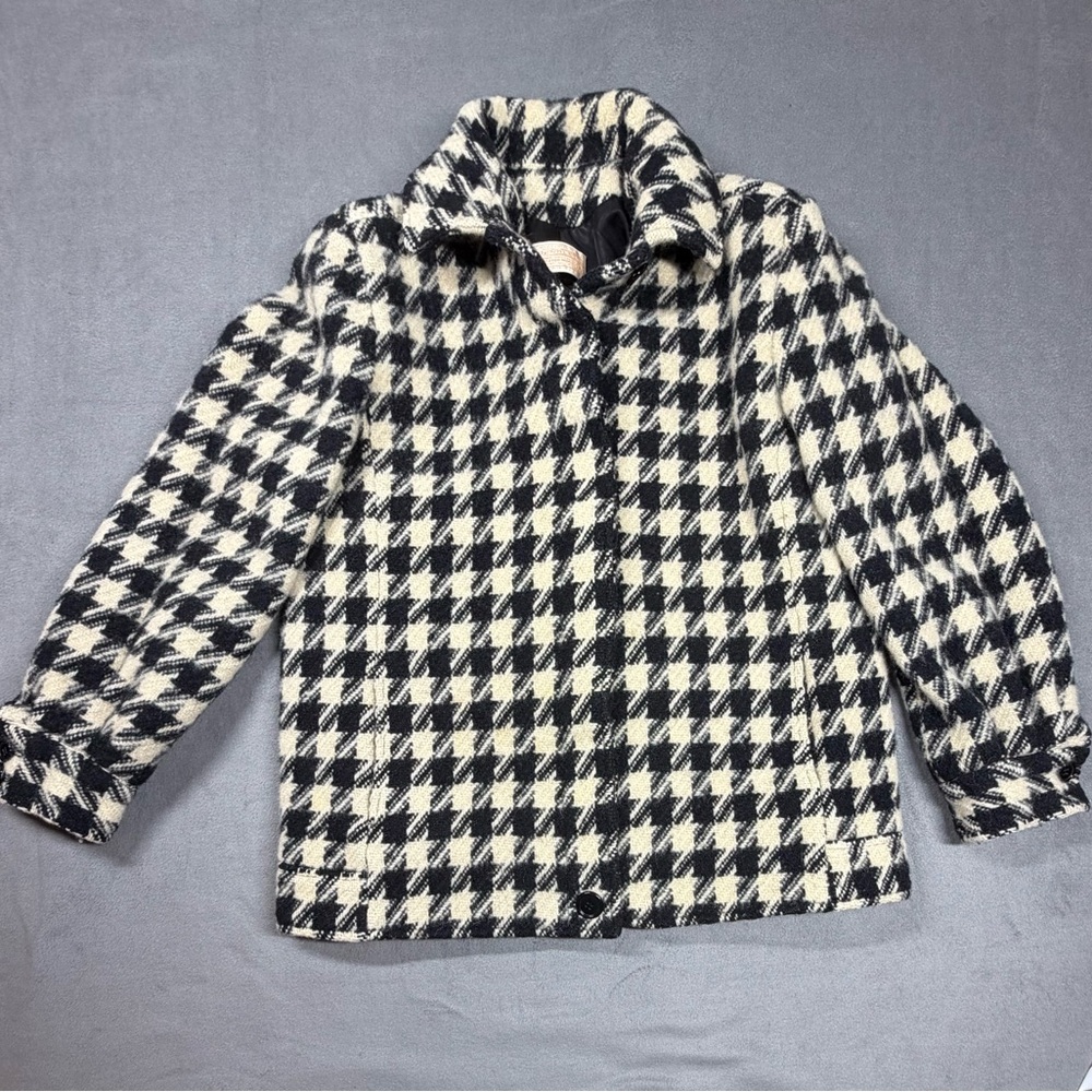 Vintage Pendleton Black & Cream Houndstooth Coat *Please read description